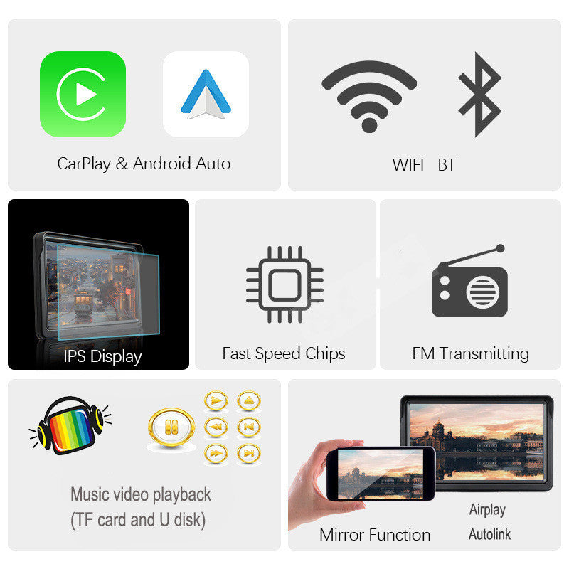 7 IPS Car Smart Screen Wireless Carplay Auto Mobile Phone Projection Screen Navigation - NOMAN STORE LLC