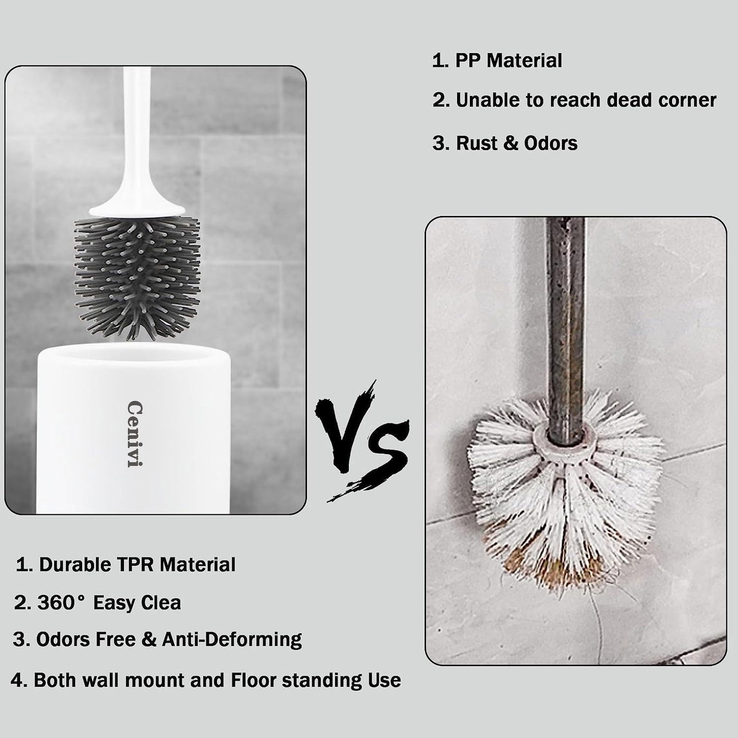 Non-stick Hair Soft Plastic Brush Head Toilet - NOMAN STORE LLC