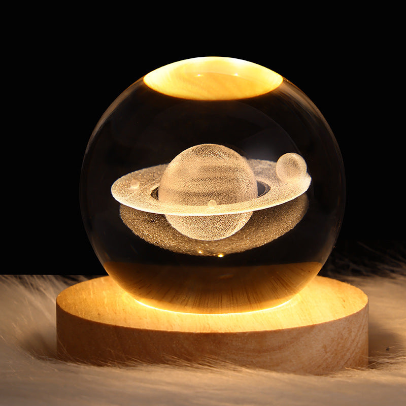 LED Night Light Galaxy Crystal Ball Table Lamp 3D Planet Moon Lamp Bedroom Home Decor For Kids Party Children Birthday Gifts - NOMAN STORE LLC