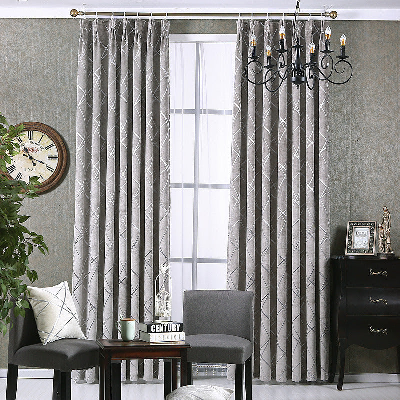 Solid Color Simple Modern Light Luxury Living Room Chenille Blackout Curtains - NOMAN STORE LLC