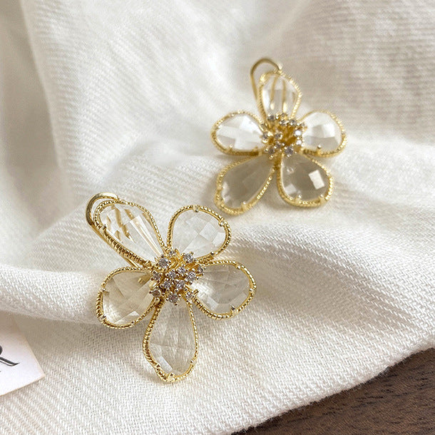 Women's European And American Exaggerated Crystal Flower Earrings - NOMAN STORE LLC