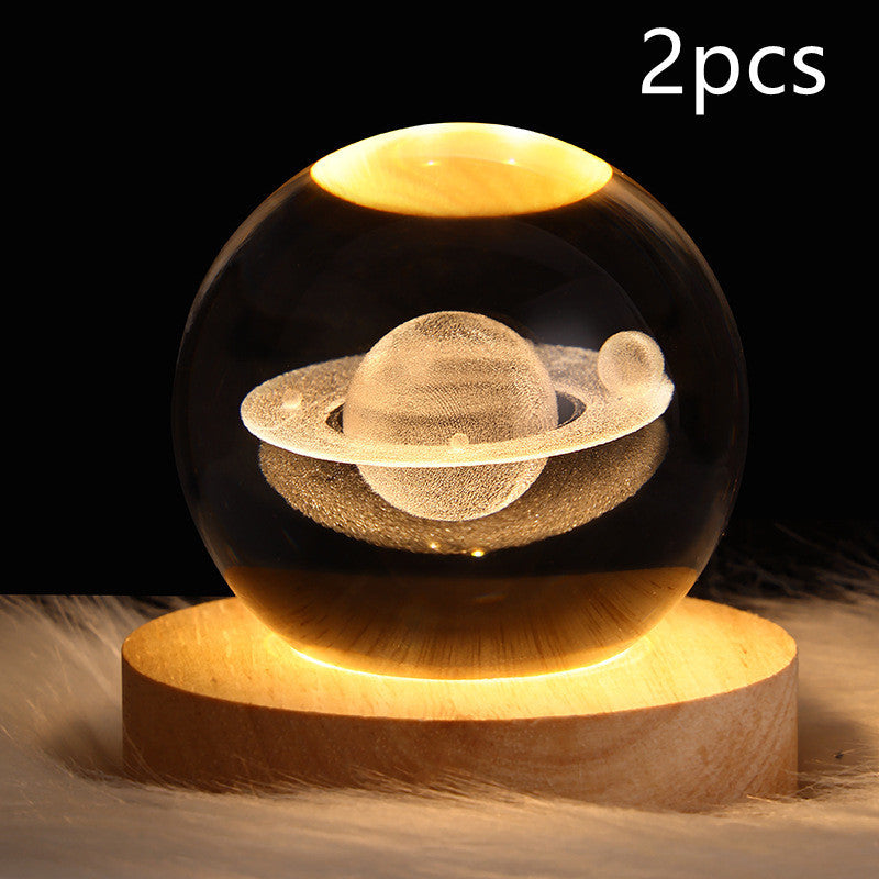 LED Night Light Galaxy Crystal Ball Table Lamp 3D Planet Moon Lamp Bedroom Home Decor For Kids Party Children Birthday Gifts - NOMAN STORE LLC