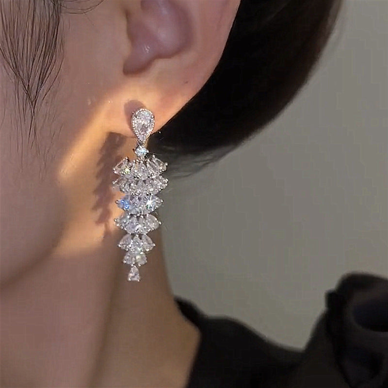 Sparkling Zircon Christmas Tree Drop Earrings For Women Trendy Xmas Tree Plant Dangle Earrings New Year Festival Party Jewelry - NOMAN STORE LLC