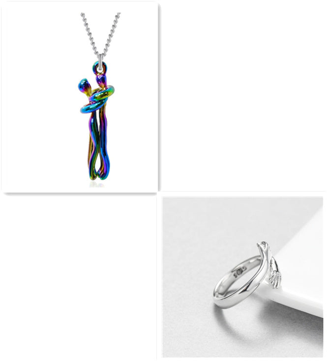 Love Hug Necklace Unisex Men Women Couple Jewelry Simple Temperament Clavicle Chain Valentines Day Lover Gift - NOMAN STORE LLC