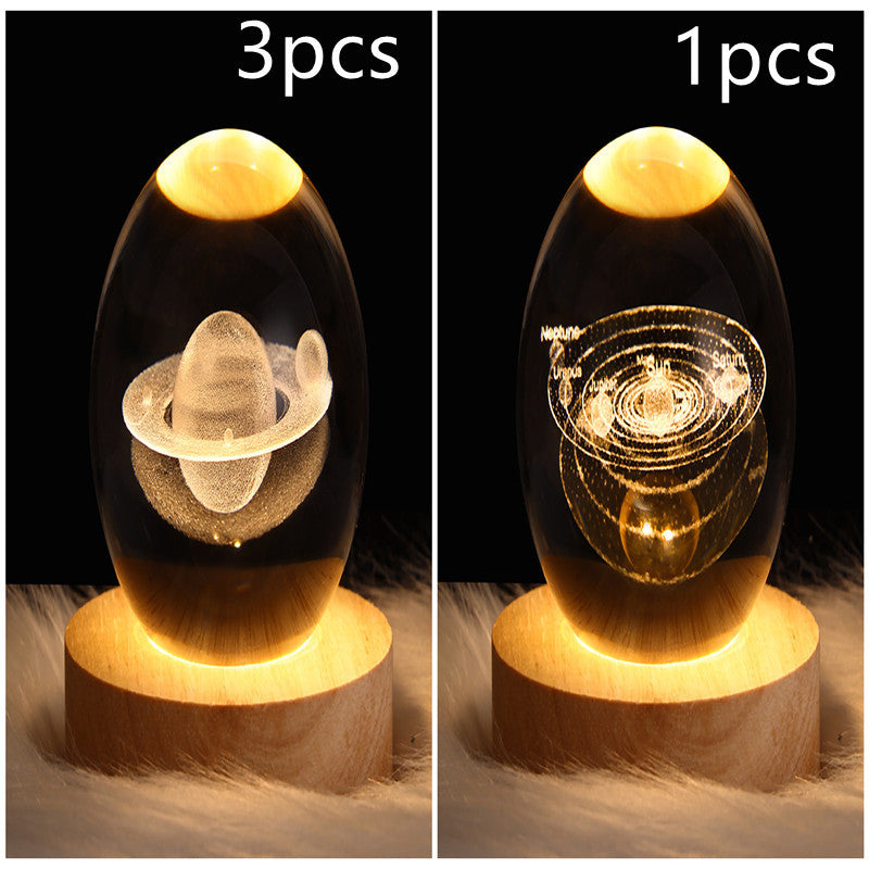 LED Night Light Galaxy Crystal Ball Table Lamp 3D Planet Moon Lamp Bedroom Home Decor For Kids Party Children Birthday Gifts - NOMAN STORE LLC