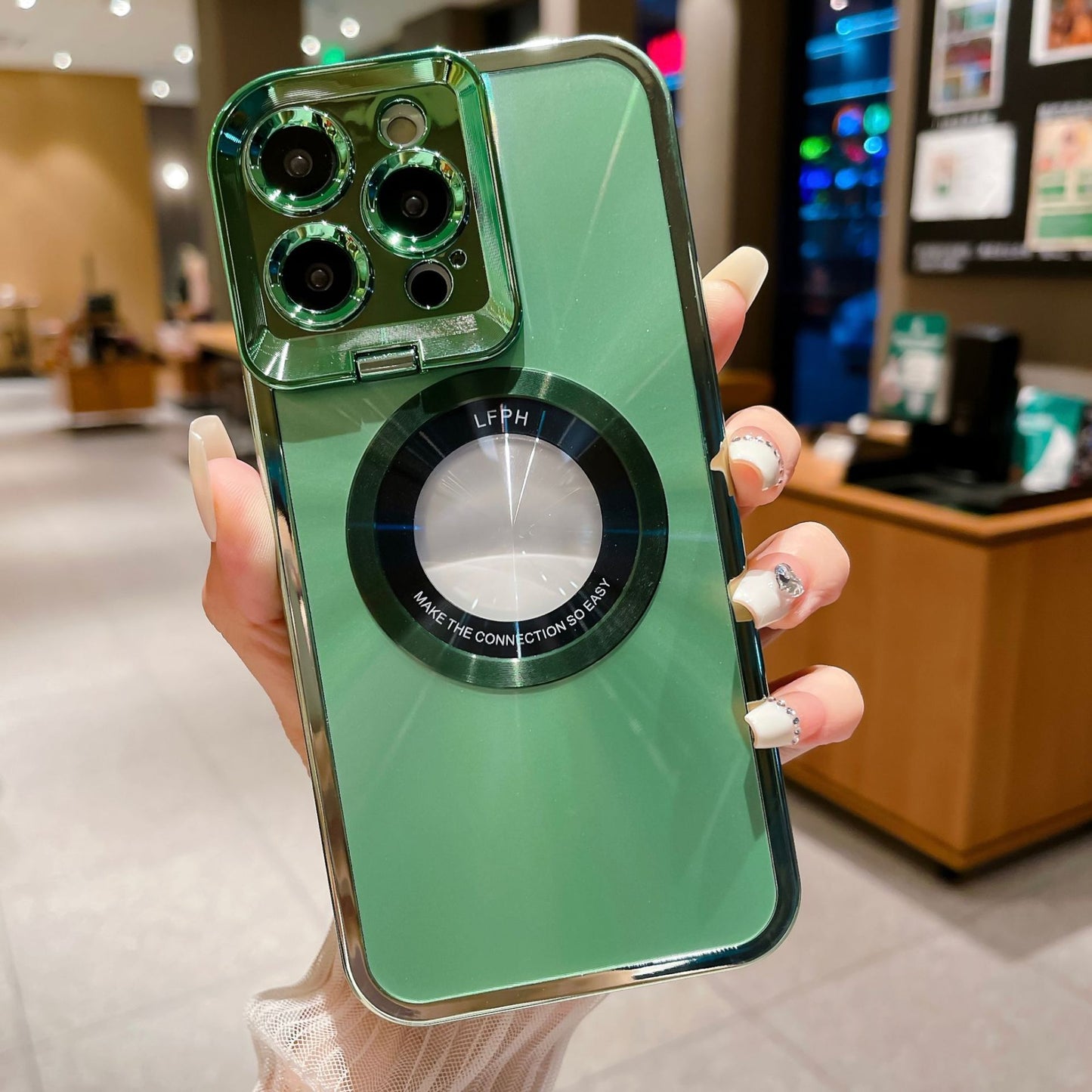 Electroplated Phone Case Luxury Plating CD Pattern Magsafe Bracket Case For 12 13 14 Pro Max Invisible Camera Stand Holder Lens Holder Magnetic Suction - NOMAN STORE LLC
