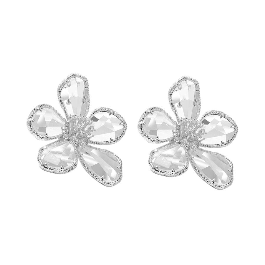 Women's European And American Exaggerated Crystal Flower Earrings - NOMAN STORE LLC