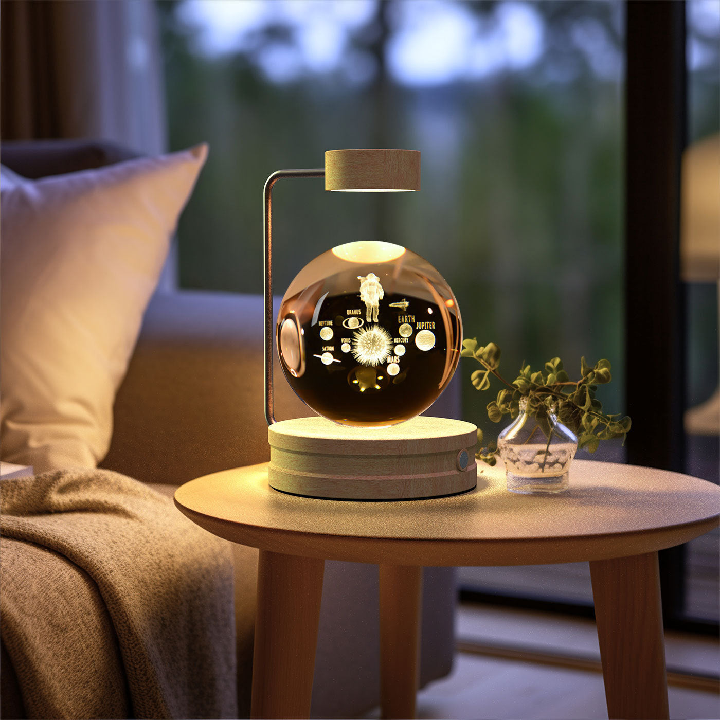 Crystal Ball Cosmic Dinosaur Indoor Night Light USB Power Warm Bedside Light Birthday Gift Night Lamp - NOMAN STORE LLC