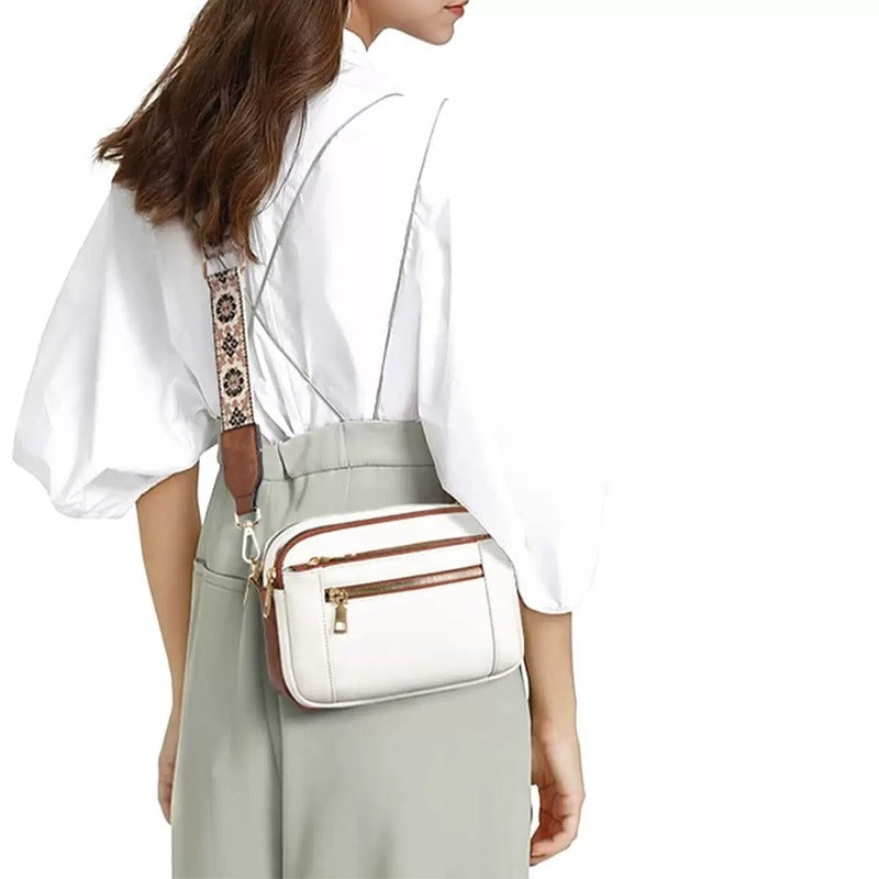 Ladies' Small Square Bag Two-tone Leather Crossbody Bag Large-capacity PU Crossbody Wallet Multi-functional For Women's Bag - NOMAN STORE LLC