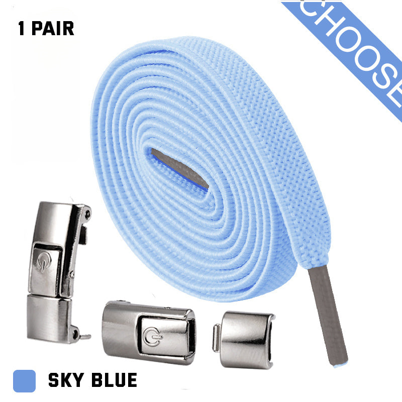 Press Lock Shoelaces Without Ties Elastic Laces Sneaker 8MM Widened Flat No Tie Shoe Laces Kids Shoelace For Shoes - NOMAN STORE LLC