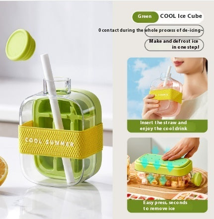One-Click Molding Cooling Cup,Instant Ice Maker,Zero-Contact Design,Straw Included,Curling Mold,Portable & Stylish Chilled Drink - NOMAN STORE LLC