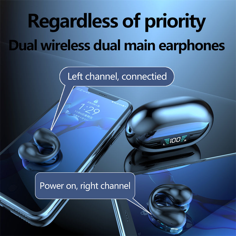 Bone Conduction Headphones TWS Earbuds Ear Clip Bluetooth 5.3 Touch Wireless Earphone In-Ear Bass HIFI Sports Headset - NOMAN STORE LLC