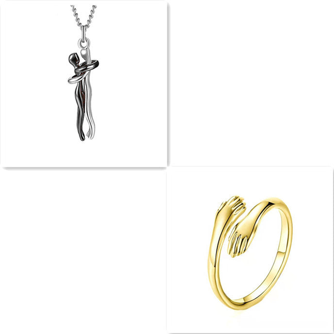 Love Hug Necklace Unisex Men Women Couple Jewelry Simple Temperament Clavicle Chain Valentines Day Lover Gift - NOMAN STORE LLC