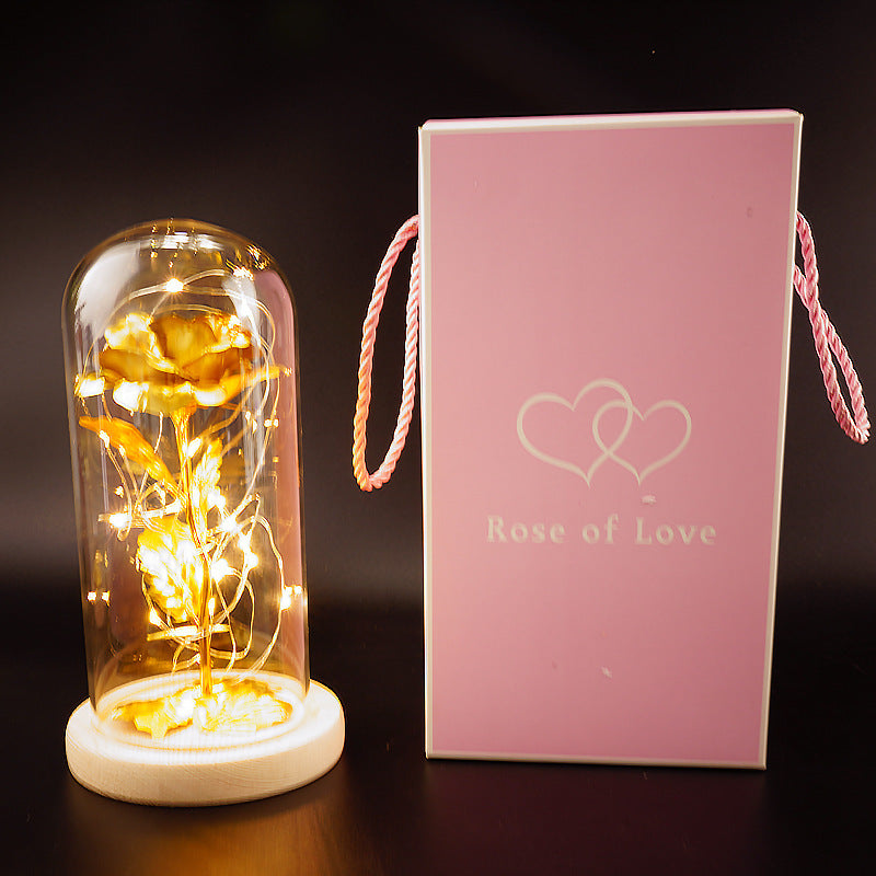 Preserved Flower Glass Cover Gold Foil Rose Flower Mothers Day Valentines Day Birthday Gift Gift Decoration Cross-Border Amazon - NOMAN STORE LLC