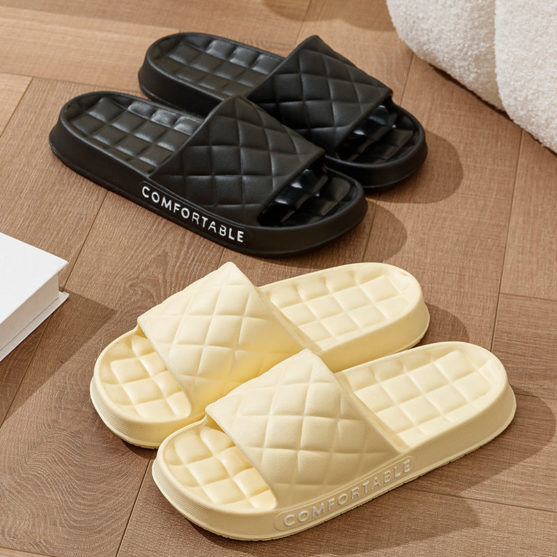 Men's Home Slippers With Plaid Design Soft-soled Silent Indoor Floor Bathing Slippers Women House Shoes Summer - NOMAN STORE LLC