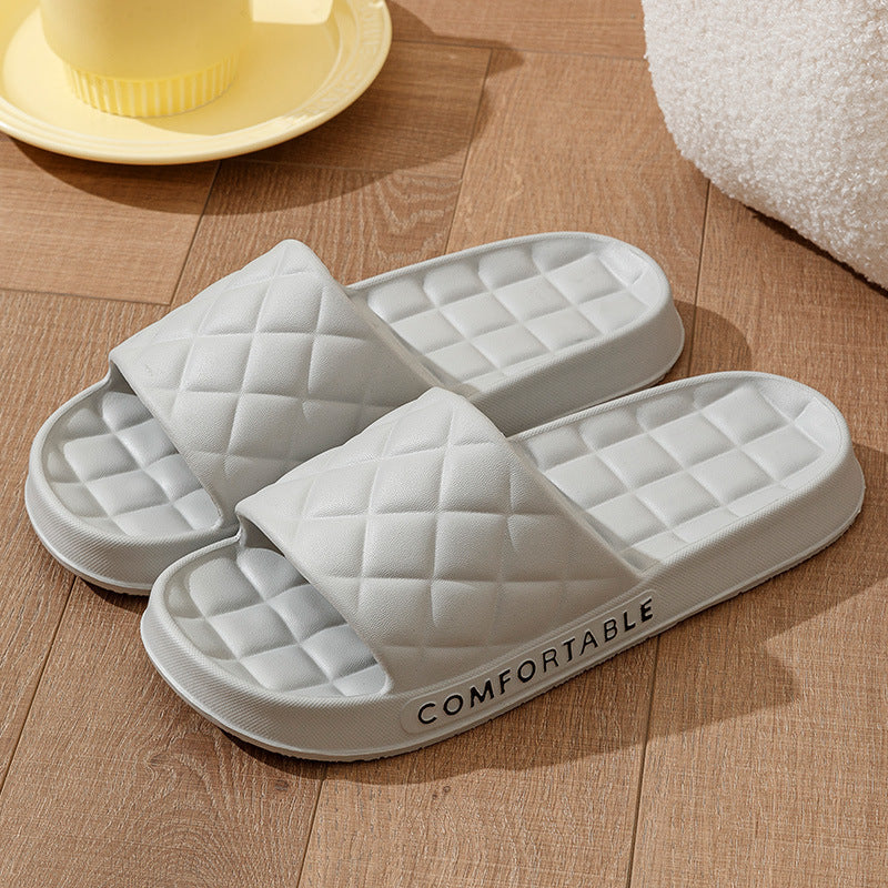 Men's Home Slippers With Plaid Design Soft-soled Silent Indoor Floor Bathing Slippers Women House Shoes Summer - NOMAN STORE LLC