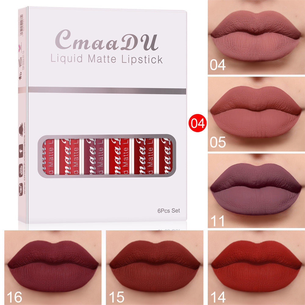 6 Boxes Of Matte Non-stick Cup Waterproof Lipstick Long Lasting Lip Gloss - NOMAN STORE LLC