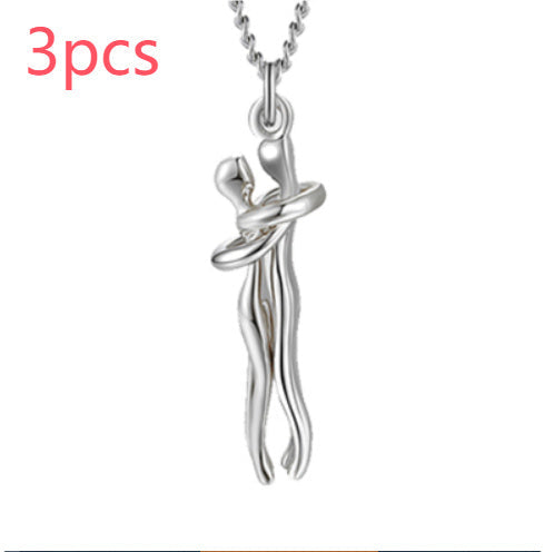 Love Hug Necklace Unisex Men Women Couple Jewelry Simple Temperament Clavicle Chain Valentines Day Lover Gift - NOMAN STORE LLC