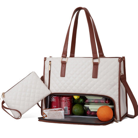 Convenient Commute New Lunch Bag Women's Insulated Lunch Box Women's Leak-proof Large Purse Diagonal Computer Storage - NOMAN STORE LLC