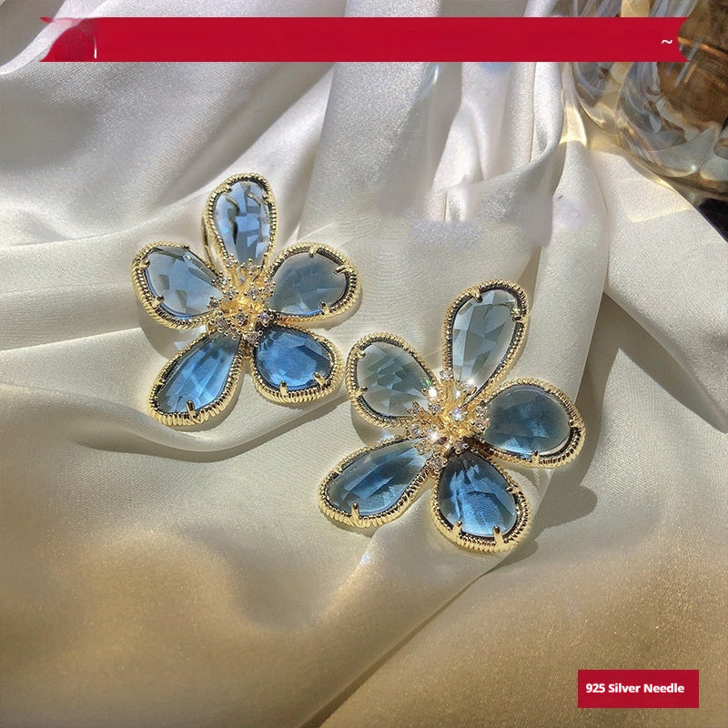 Women's European And American Exaggerated Crystal Flower Earrings - NOMAN STORE LLC