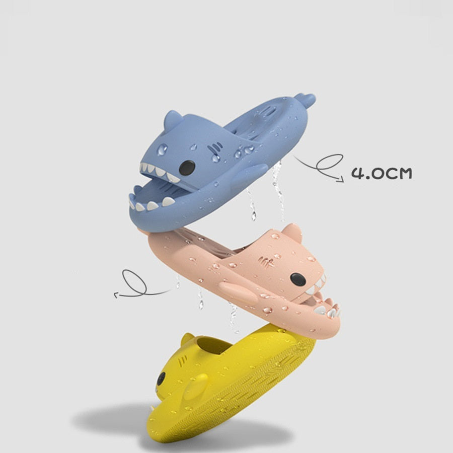 Shark Slippers With Drain Holes Shower Shoes For Women Quick Drying Eva Pool Shark Slides Beach Sandals With Drain Holes - NOMAN STORE LLC