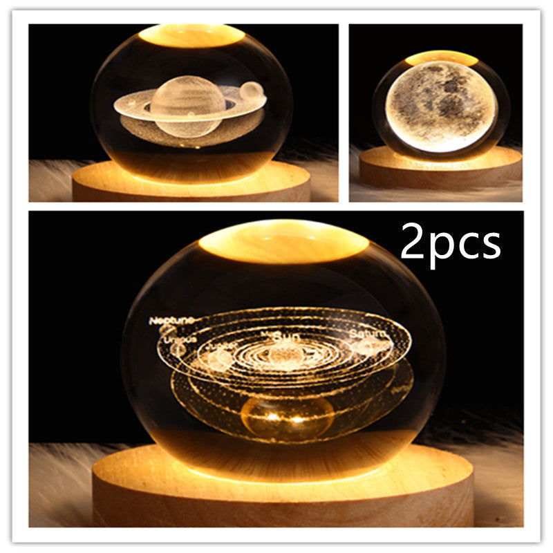 LED Night Light Galaxy Crystal Ball Table Lamp 3D Planet Moon Lamp Bedroom Home Decor For Kids Party Children Birthday Gifts - NOMAN STORE LLC