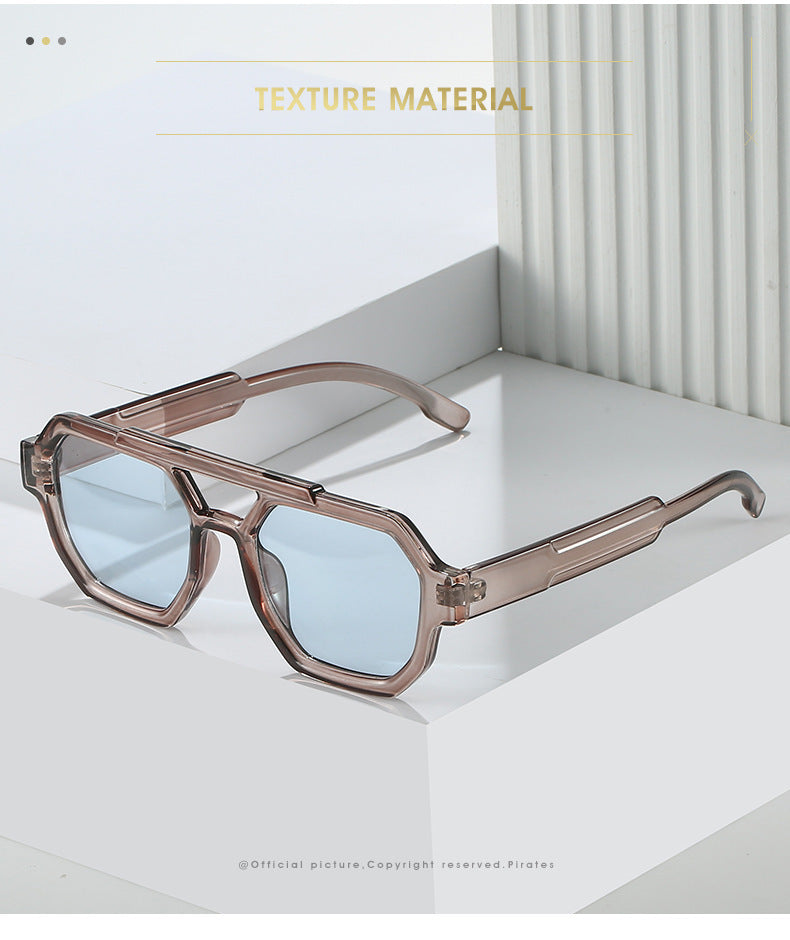 Polygon Double Beam Sunglasses Pilot Sunshade Sunglasses - NOMAN STORE LLC