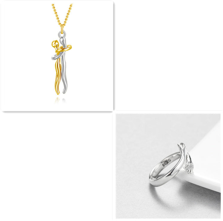 Love Hug Necklace Unisex Men Women Couple Jewelry Simple Temperament Clavicle Chain Valentines Day Lover Gift - NOMAN STORE LLC
