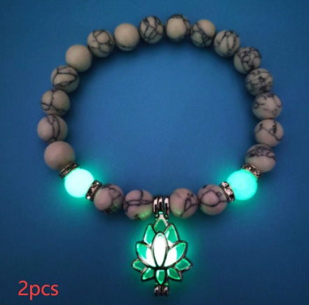 Energy Luminous Lotus Natural Stone Bracelet Yoga Healing Luminous Glow In The Dark Charm Beads Bracelet For Men Women Prayer Buddhism - NOMAN STORE LLC