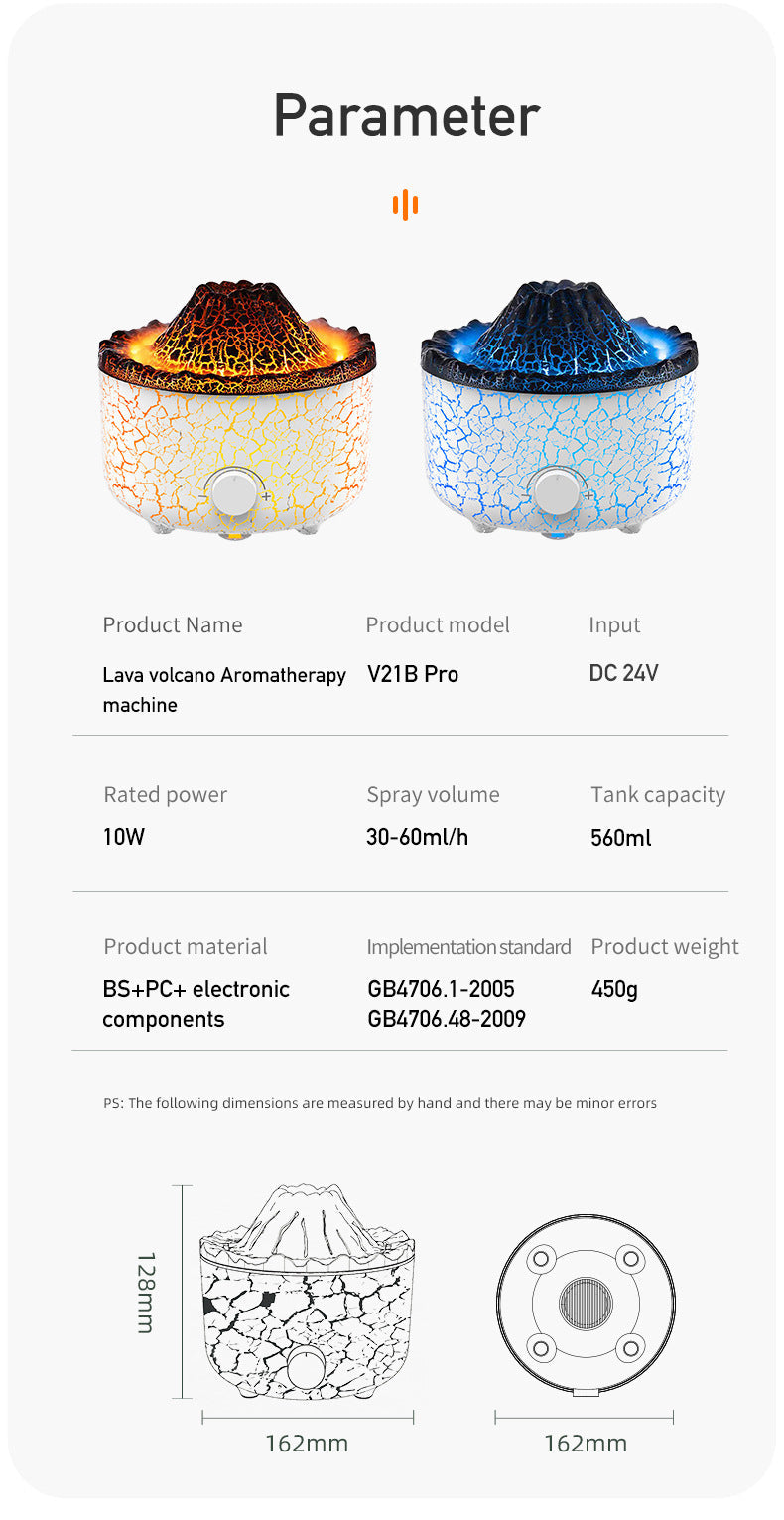New Creative Volcano Humidifier Aromatherapy Machine Spray Jellyfish Air Flame Humidifier Diffuser - NOMAN STORE LLC