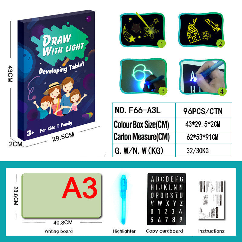Educational Toy Drawing Pad 3D Magic 8 Light Effects Puzzle Board Sketchpad - NOMAN STORE LLC