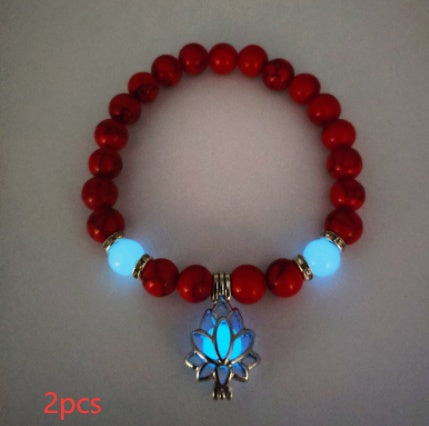 Energy Luminous Lotus Natural Stone Bracelet Yoga Healing Luminous Glow In The Dark Charm Beads Bracelet For Men Women Prayer Buddhism - NOMAN STORE LLC