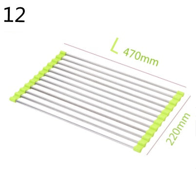 Folding Kitchen Drain Sink Rack Stainless Steel - NOMAN STORE LLC