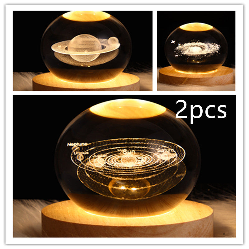 LED Night Light Galaxy Crystal Ball Table Lamp 3D Planet Moon Lamp Bedroom Home Decor For Kids Party Children Birthday Gifts - NOMAN STORE LLC