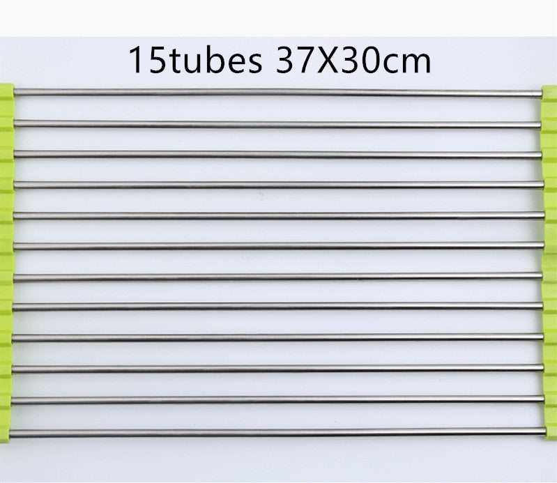 Folding Kitchen Drain Sink Rack Stainless Steel - NOMAN STORE LLC