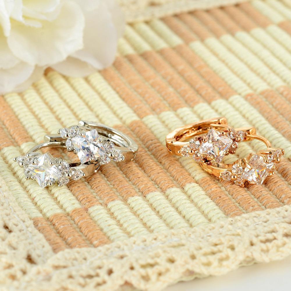 European And American Personalized Square Zircon Earrings - NOMAN STORE LLC