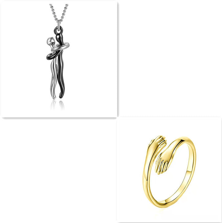 Love Hug Necklace Unisex Men Women Couple Jewelry Simple Temperament Clavicle Chain Valentines Day Lover Gift - NOMAN STORE LLC