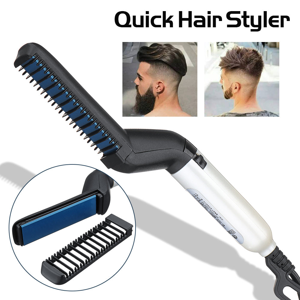 Electric Hair Straightener Brush,Men Quick Beard Straightener Styler Comb,Hair Straightening,Curly Hair Straightening Comb,Side Hair Detangling,Multifunctional Hair Curling Curler - NOMAN STORE LLC