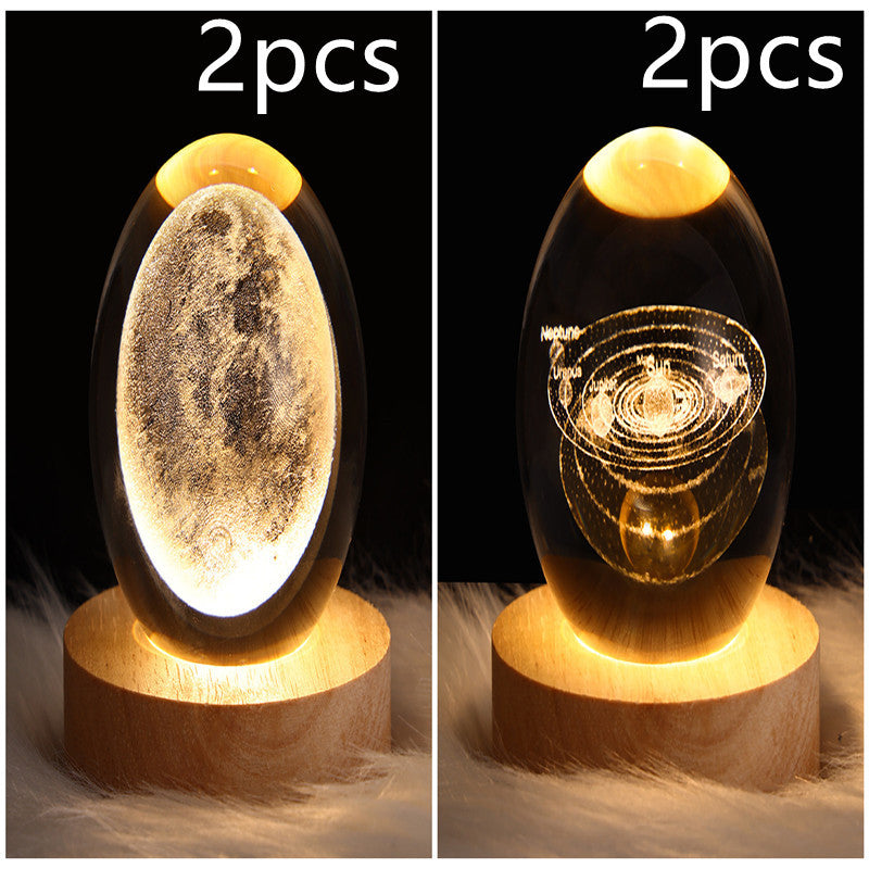 LED Night Light Galaxy Crystal Ball Table Lamp 3D Planet Moon Lamp Bedroom Home Decor For Kids Party Children Birthday Gifts - NOMAN STORE LLC