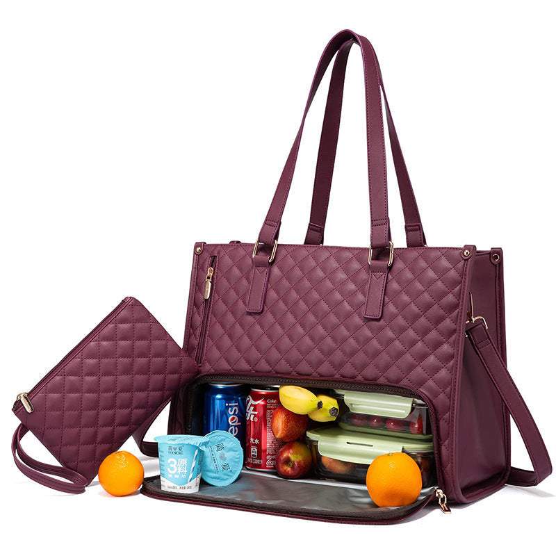 Convenient Commute New Lunch Bag Women's Insulated Lunch Box Women's Leak-proof Large Purse Diagonal Computer Storage - NOMAN STORE LLC