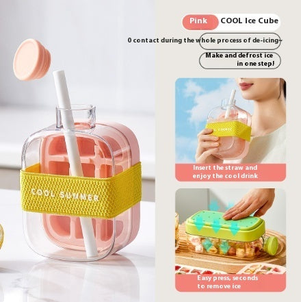 One-Click Molding Cooling Cup,Instant Ice Maker,Zero-Contact Design,Straw Included,Curling Mold,Portable & Stylish Chilled Drink - NOMAN STORE LLC