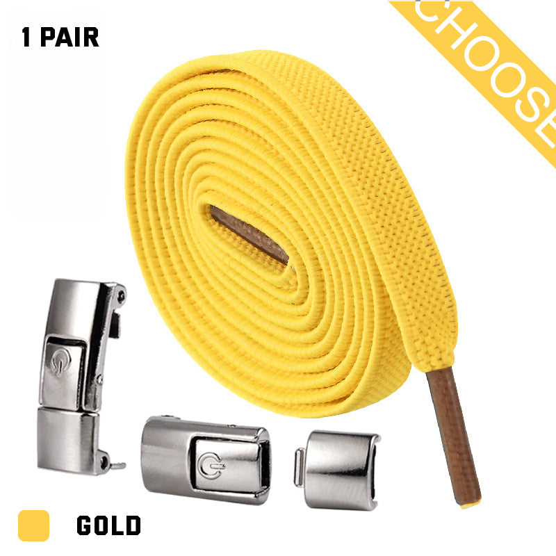 Press Lock Shoelaces Without Ties Elastic Laces Sneaker 8MM Widened Flat No Tie Shoe Laces Kids Shoelace For Shoes - NOMAN STORE LLC