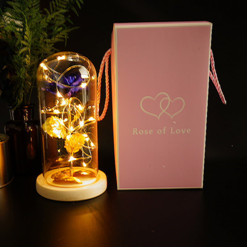Preserved Flower Glass Cover Gold Foil Rose Flower Mothers Day Valentines Day Birthday Gift Gift Decoration Cross-Border Amazon - NOMAN STORE LLC