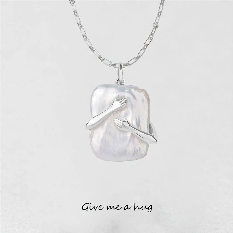 Unique Square Baroque Pearl Couple Pendant Necklace Valentines Day Lover Gift Party Jewelry - NOMAN STORE LLC