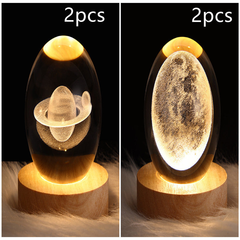 LED Night Light Galaxy Crystal Ball Table Lamp 3D Planet Moon Lamp Bedroom Home Decor For Kids Party Children Birthday Gifts - NOMAN STORE LLC
