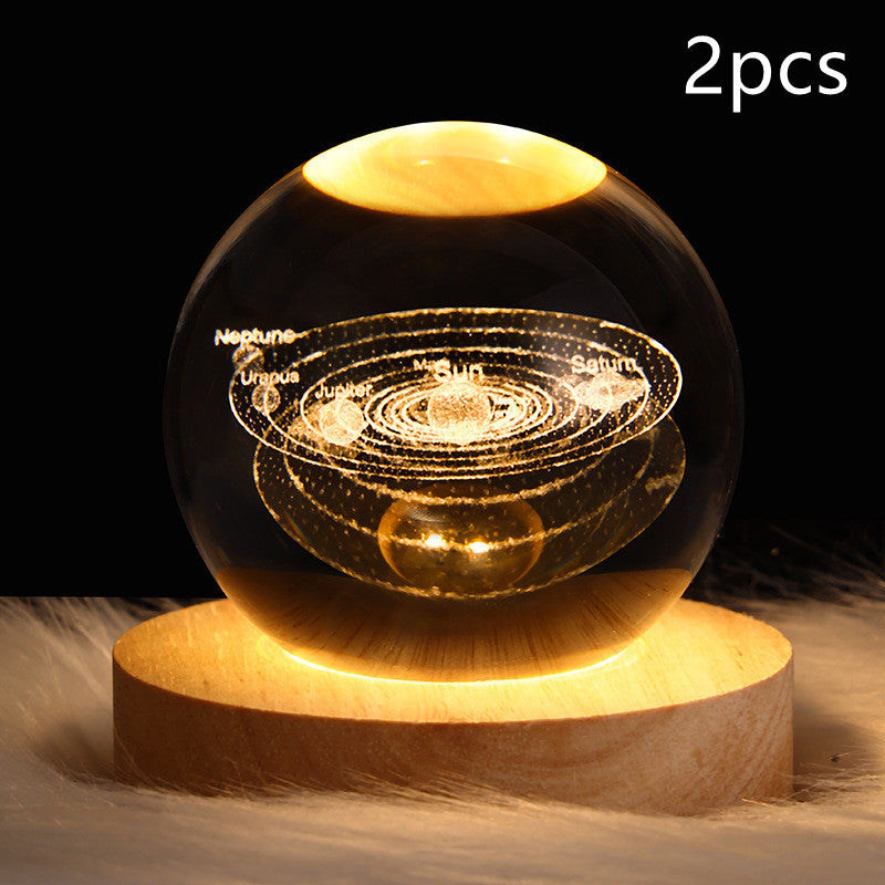 LED Night Light Galaxy Crystal Ball Table Lamp 3D Planet Moon Lamp Bedroom Home Decor For Kids Party Children Birthday Gifts - NOMAN STORE LLC