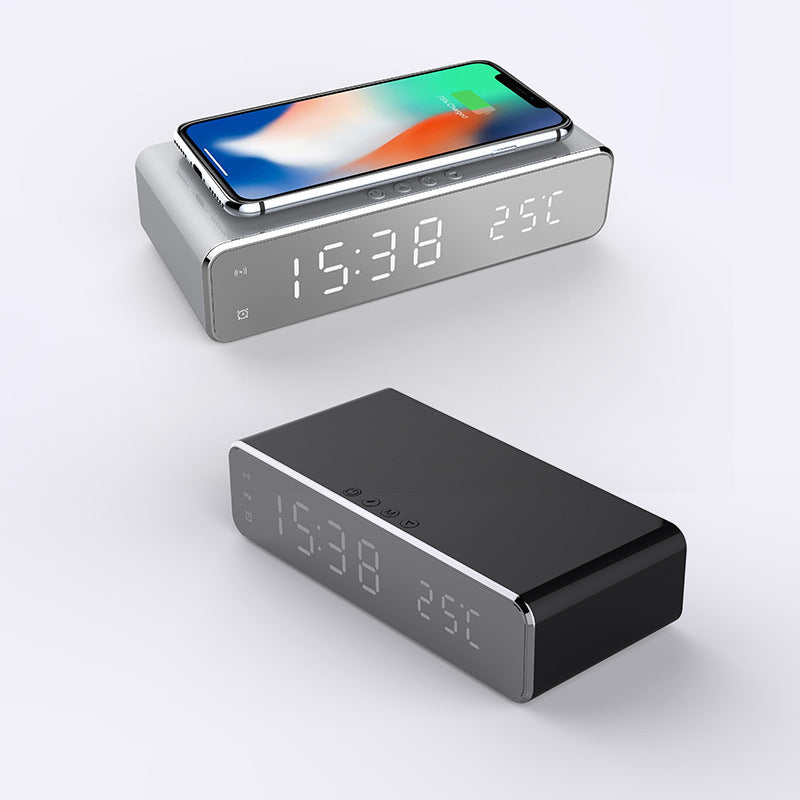 LED Electric Alarm Clock With Wireless Charger Desktop Digital Despertador Thermometer Clock HD Mirror Clock Watch Table Decor - NOMAN STORE LLC