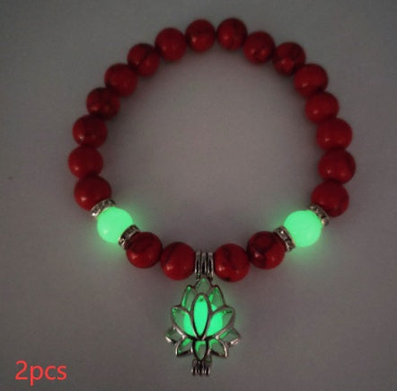 Energy Luminous Lotus Natural Stone Bracelet Yoga Healing Luminous Glow In The Dark Charm Beads Bracelet For Men Women Prayer Buddhism - NOMAN STORE LLC