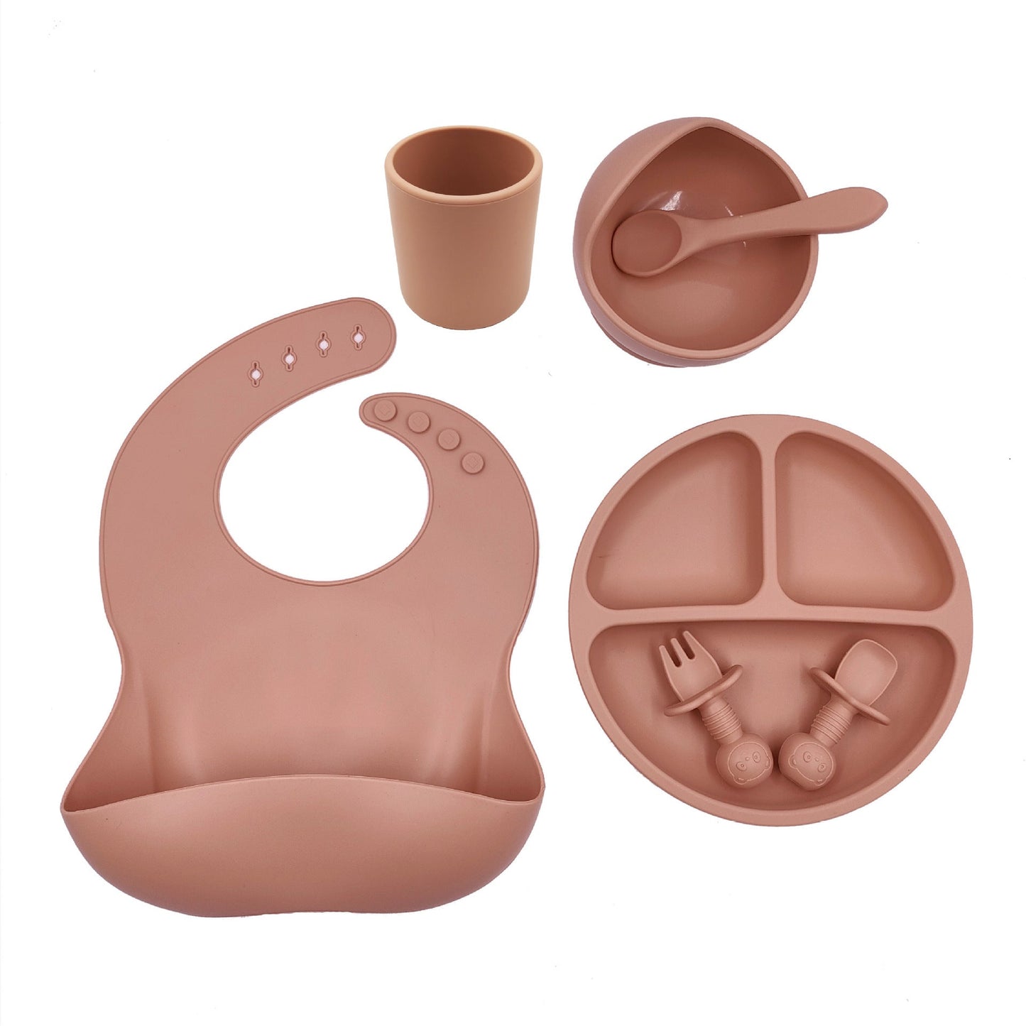 Baby Cutlery Set Silicone Bib Silicone Cup Spoon - NOMAN STORE LLC