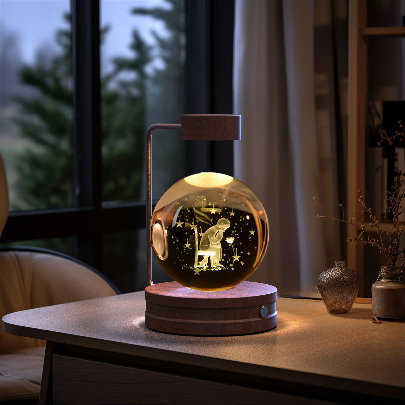 Crystal Ball Cosmic Dinosaur Indoor Night Light USB Power Warm Bedside Light Birthday Gift Night Lamp - NOMAN STORE LLC